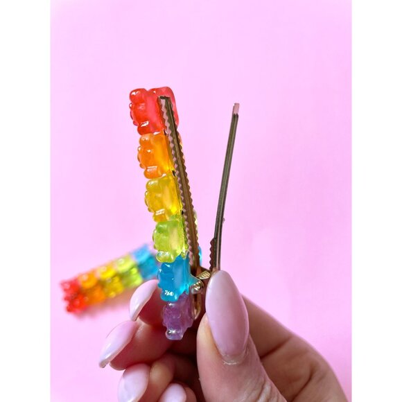 Gummy Bear Hair Clip Candy Rainbow Colour Hair Barrette For Girls - Picture 6 of 9